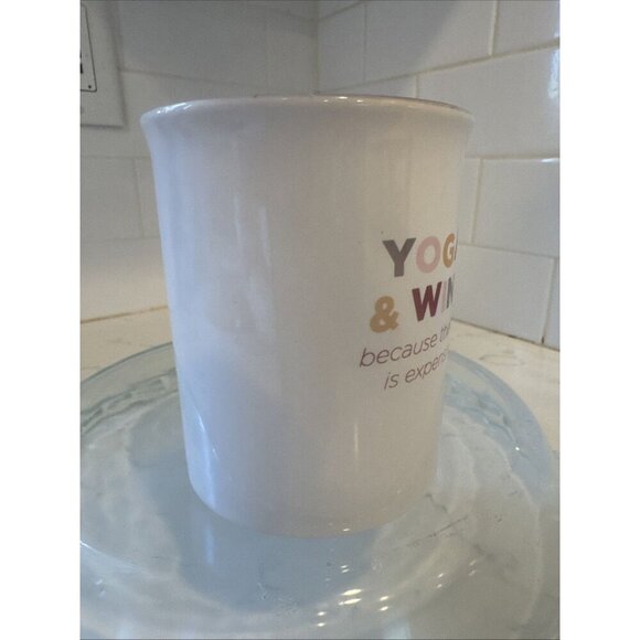 "YOGA & WINE -- BECAUSE THERAPY IS EXPENSIVE.", Ceramic Coffee Cup Mug Vintage - Picture 8 of 12